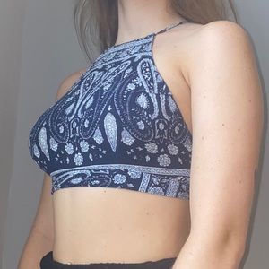 Navy blue and white crop top